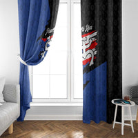 Puerto Rico Window Curtain with Coqui Frog Symbol and Distressed Flag Design