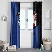 Puerto Rico Window Curtain with Coqui Frog Symbol and Distressed Flag Design