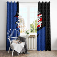Puerto Rico Window Curtain with Coqui Frog Symbol and Distressed Flag Design