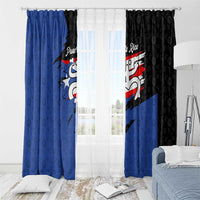 Puerto Rico Window Curtain with Coqui Frog Symbol and Distressed Flag Design