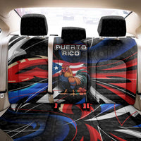 Puerto Rico Rooster Back Car Seat Cover with Flag Design and Tropical Hibiscus Flowers