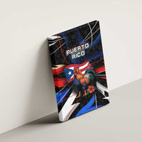 Puerto Rico Rooster Canvas Wall Art with Flag Design and Tropical Hibiscus Flowers