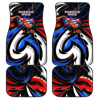 Puerto Rico Rooster Car Mats with Flag Design and Tropical Hibiscus Flowers