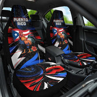 Puerto Rico Rooster Car Seat Cover with Flag Design and Tropical Hibiscus Flowers
