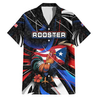 Puerto Rico Rooster Family Matching Mermaid Dress and Hawaiian Shirt with Flag Design and Tropical Hibiscus Flowers