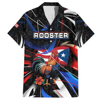 Puerto Rico Rooster Family Matching Tank Maxi Dress and Hawaiian Shirt with Flag Design and Tropical Hibiscus Flowers