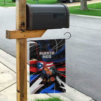 Puerto Rico Rooster Garden Flag with Flag Design and Tropical Hibiscus Flowers