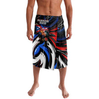 Puerto Rico Rooster Lavalava with Flag Design and Tropical Hibiscus Flowers