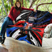 Puerto Rico Rooster Quilt with Flag Design and Tropical Hibiscus Flowers