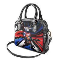 Puerto Rico Rooster Shoulder Handbag with Flag Design and Tropical Hibiscus Flowers