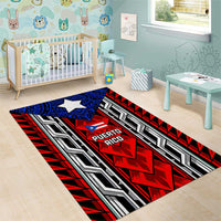 Puerto Rico Area Rug with Tribal Patterns, Flag Emblem, and Taino Symbol Design