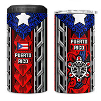 Puerto Rico 4 in 1 Can Cooler Tumbler with Tribal Patterns, Flag Emblem, and Taino Symbol Design