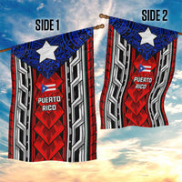 Puerto Rico Garden Flag with Tribal Patterns, Flag Emblem, and Taino Symbol Design