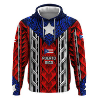 Puerto Rico Hoodie with Tribal Patterns, Flag Emblem, and Taino Symbol Design
