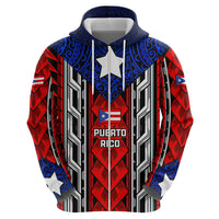 Puerto Rico Hoodie with Tribal Patterns, Flag Emblem, and Taino Symbol Design