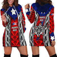 Puerto Rico Hoodie Dress with Tribal Patterns, Flag Emblem, and Taino Symbol Design