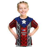 Puerto Rico Kid T Shirt with Tribal Patterns, Flag Emblem, and Taino Symbol Design