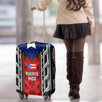 Puerto Rico Luggage Cover with Tribal Patterns, Flag Emblem, and Taino Symbol Design