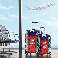 Puerto Rico Luggage Cover with Tribal Patterns, Flag Emblem, and Taino Symbol Design