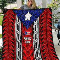 Puerto Rico Quilt with Tribal Patterns, Flag Emblem, and Taino Symbol Design