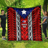 Puerto Rico Quilt with Tribal Patterns, Flag Emblem, and Taino Symbol Design
