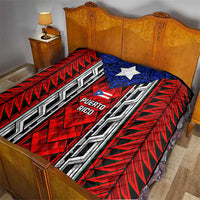 Puerto Rico Quilt with Tribal Patterns, Flag Emblem, and Taino Symbol Design