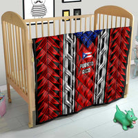 Puerto Rico Quilt with Tribal Patterns, Flag Emblem, and Taino Symbol Design