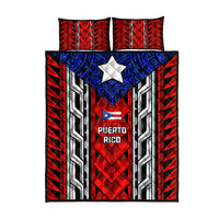 Puerto Rico Quilt Bed Set with Tribal Patterns, Flag Emblem, and Taino Symbol Design