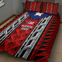 Puerto Rico Quilt Bed Set with Tribal Patterns, Flag Emblem, and Taino Symbol Design
