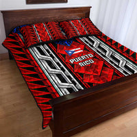 Puerto Rico Quilt Bed Set with Tribal Patterns, Flag Emblem, and Taino Symbol Design