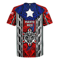 Puerto Rico Rugby Jersey with Tribal Patterns, Flag Emblem, and Taino Symbol Design