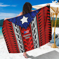 Puerto Rico Sarong with Tribal Patterns, Flag Emblem, and Taino Symbol Design