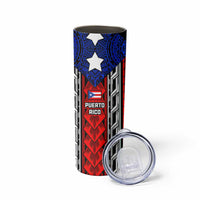 Puerto Rico Skinny Tumbler with Tribal Patterns, Flag Emblem, and Taino Symbol Design