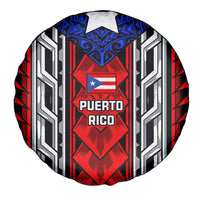 Puerto Rico Spare Tire Cover with Tribal Patterns, Flag Emblem, and Taino Symbol Design