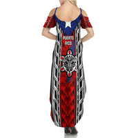 Puerto Rico Summer Maxi Dress with Tribal Patterns, Flag Emblem, and Taino Symbol Design