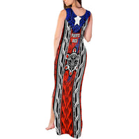 Puerto Rico Tank Maxi Dress with Tribal Patterns, Flag Emblem, and Taino Symbol Design