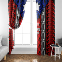 Puerto Rico Window Curtain with Tribal Patterns, Flag Emblem, and Taino Symbol Design