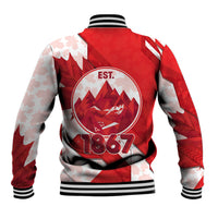 Canada Day Patriotic Maple Leaf Baseball Jacket Geometric Rocky Mountain Art Heritage 1867 Graphic