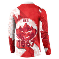 Canada Day Patriotic Maple Leaf Button Sweatshirt Geometric Rocky Mountain Art Heritage 1867 Graphic