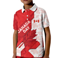 Canada Day Patriotic Maple Leaf Kid Polo Shirt Geometric Rocky Mountain Art Heritage 1867 Graphic