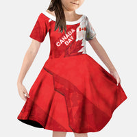 Canada Day Patriotic Maple Leaf Kid Short Sleeve Dress Geometric Rocky Mountain Art Heritage 1867 Graphic