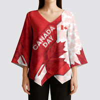 Canada Day Patriotic Maple Leaf Kimono Sleeve Blouse Geometric Rocky Mountain Art Heritage 1867 Graphic