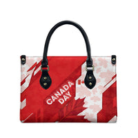 Canada Day Patriotic Maple Leaf Leather Bag Geometric Rocky Mountain Art Heritage 1867 Graphic