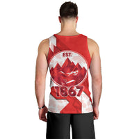 Canada Day Patriotic Maple Leaf Men Tank Top Geometric Rocky Mountain Art Heritage 1867 Graphic