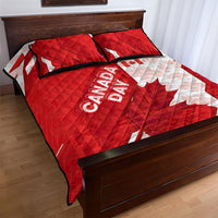 Canada Day Patriotic Maple Leaf Quilt Bed Set Geometric Rocky Mountain Art Heritage 1867 Graphic