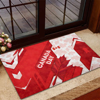 Canada Day Patriotic Maple Leaf Rubber Doormat Geometric Rocky Mountain Art Heritage 1867 Graphic