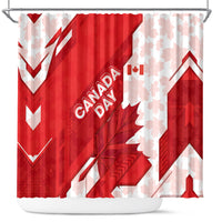 Canada Day Patriotic Maple Leaf Shower Curtain Geometric Rocky Mountain Art Heritage 1867 Graphic