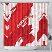 Canada Day Patriotic Maple Leaf Shower Curtain Geometric Rocky Mountain Art Heritage 1867 Graphic