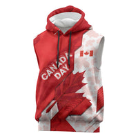 Canada Day Patriotic Maple Leaf Sleeveless Hoodie Geometric Rocky Mountain Art Heritage 1867 Graphic