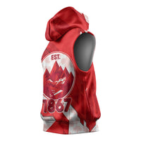 Canada Day Patriotic Maple Leaf Sleeveless Hoodie Geometric Rocky Mountain Art Heritage 1867 Graphic